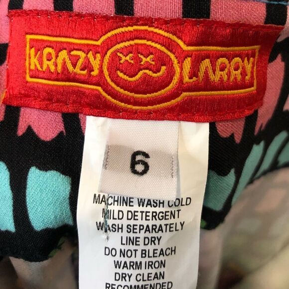 Krazy Larry multi color pull on slacks pants size 6 - Picture 6 of 6